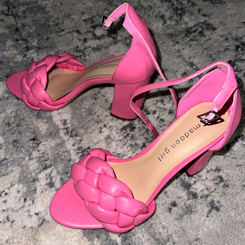 Pink block heel shoes